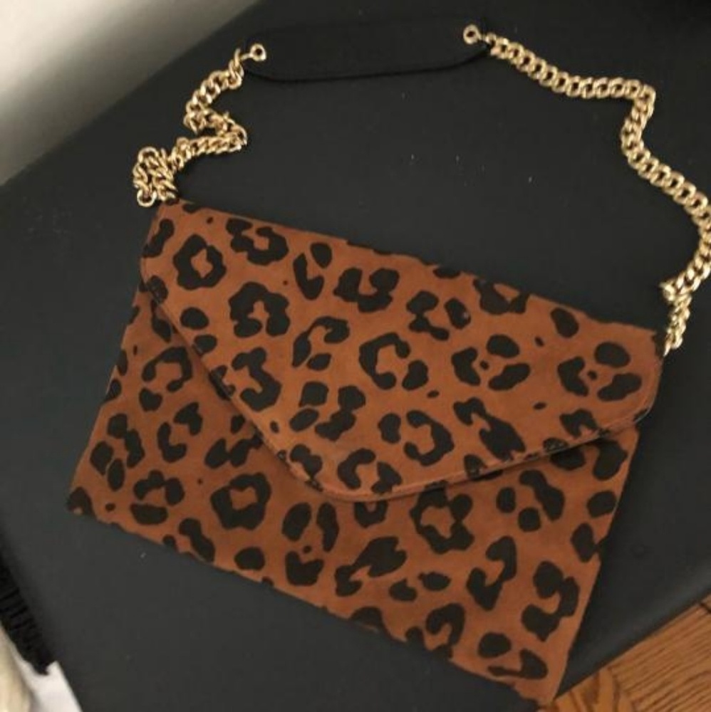 J.Crew Suede Cheetah Clutch